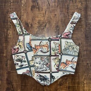 Cider Cat Print Tapestry Corset Top